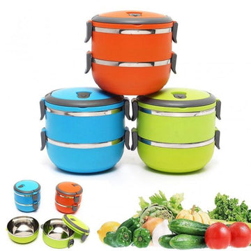 2 Layer Easy Portable Lunch Box Non-toxic, Health and Safety (Random Color)