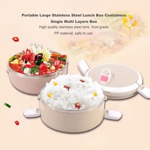 2 Layer Easy Portable Lunch Box Non-toxic, Health and Safety (Random Color)