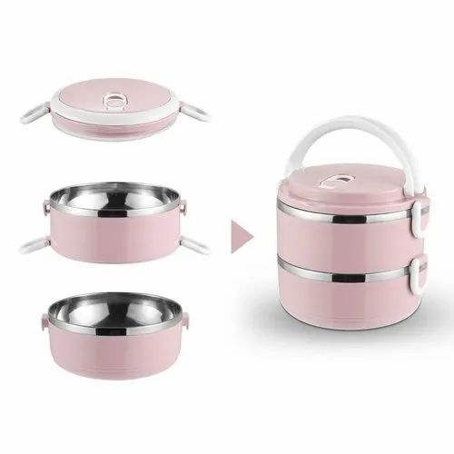 2 Layer Easy Portable Lunch Box Non-toxic, Health and Safety (Random Color)