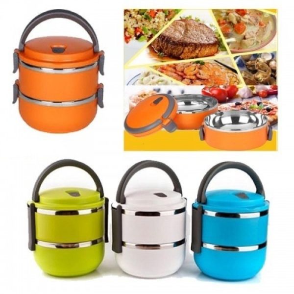 2 Layer Easy Portable Lunch Box Non-toxic, Health and Safety (Random Color)