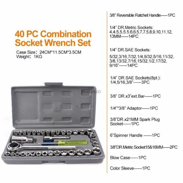 40pcs Aiwa Socket Wrench Tool Kit